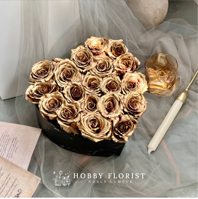 Luv Box Gold Rose Luv Box - Hobby Florist KL